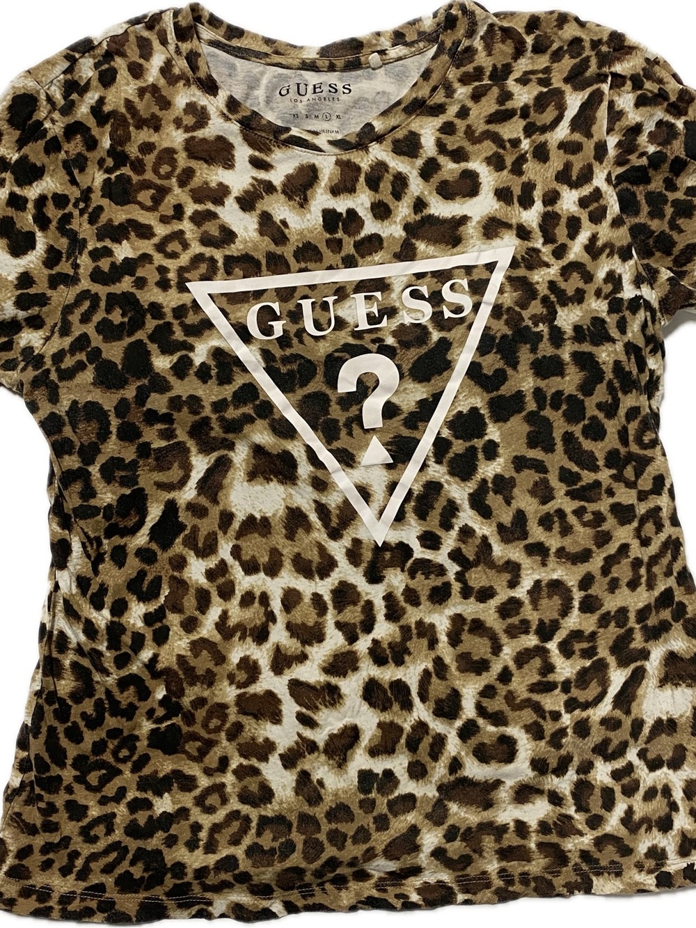 Guess Leopard Print Short Sleeve Tee - Brown, Black, Cream